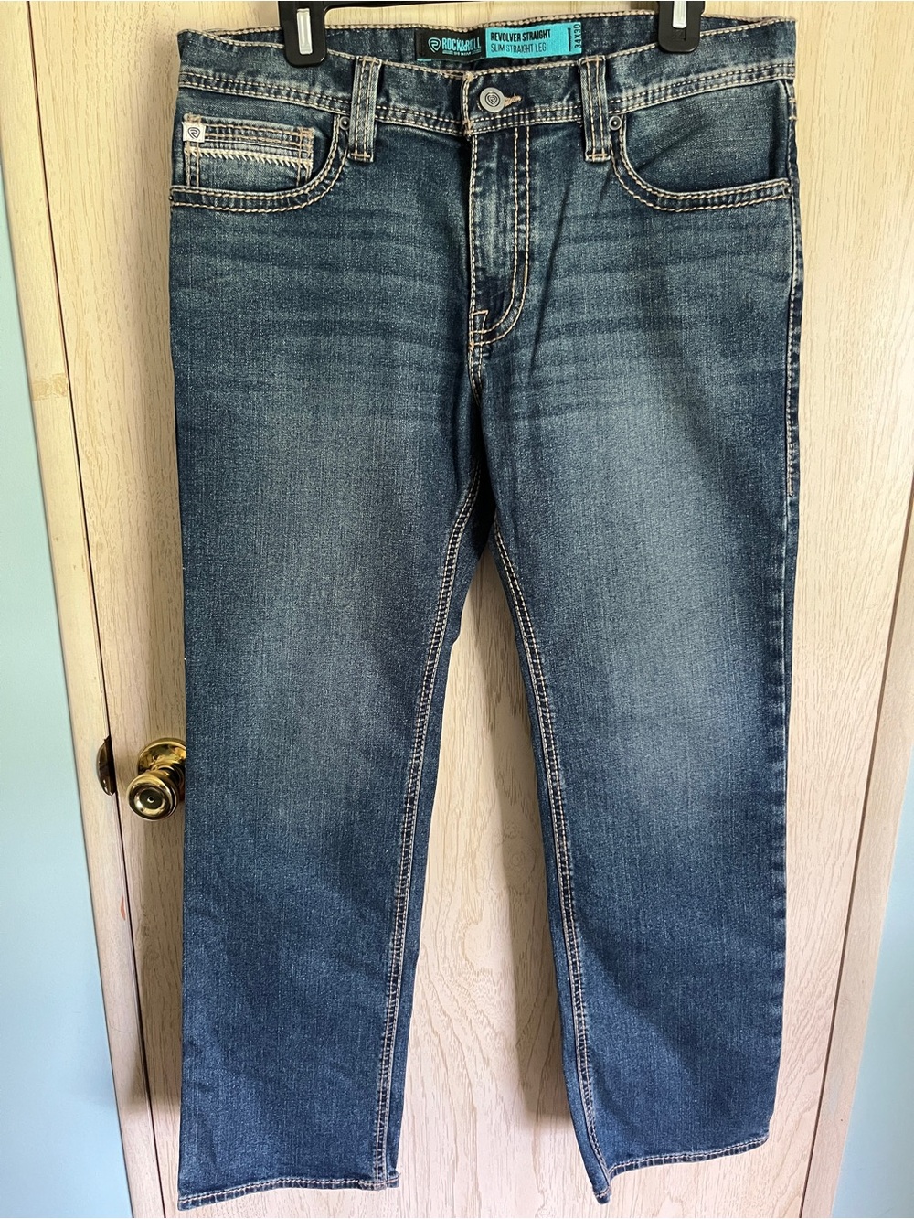 Rock & Roll Denim Revolver Slim Fit Reflex Stretch Straight Leg Jeans 34x30